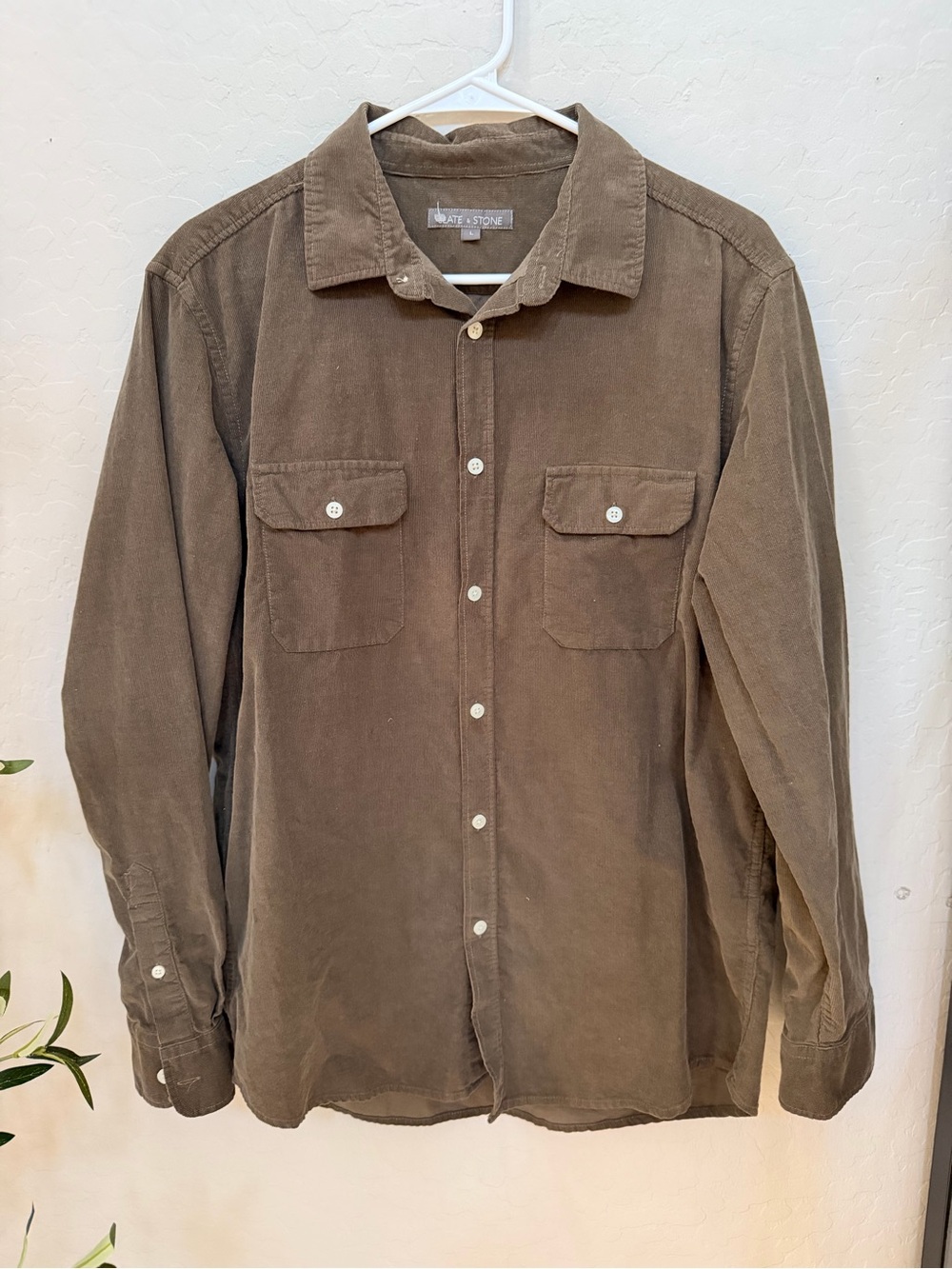 Slate and Stone Brown Corduroy Button-Up Long Sleeve Shirt